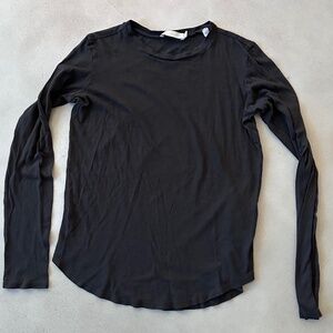 Vince Pima Cotton Long Sleeve Tee, Size XS, Black